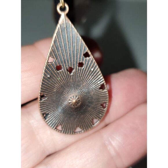 Enameled Hippie Boho Pierced Earrings Dangle Drop Handmade Flower 60's Style - Picture 4 of 7